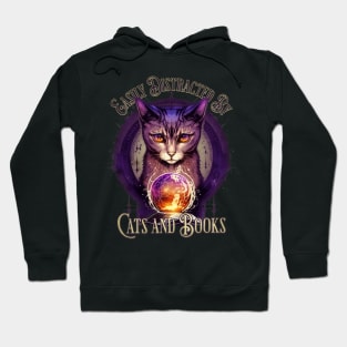 Easily Distracted By Books and Cats Design Hoodie